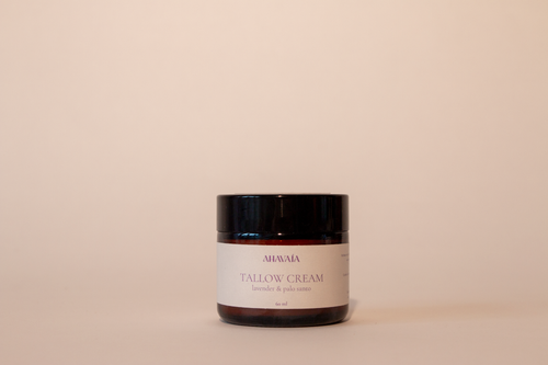 VAÍAA Tallow Cream Lavender & Palo Santo natural moisturizer in glass jar