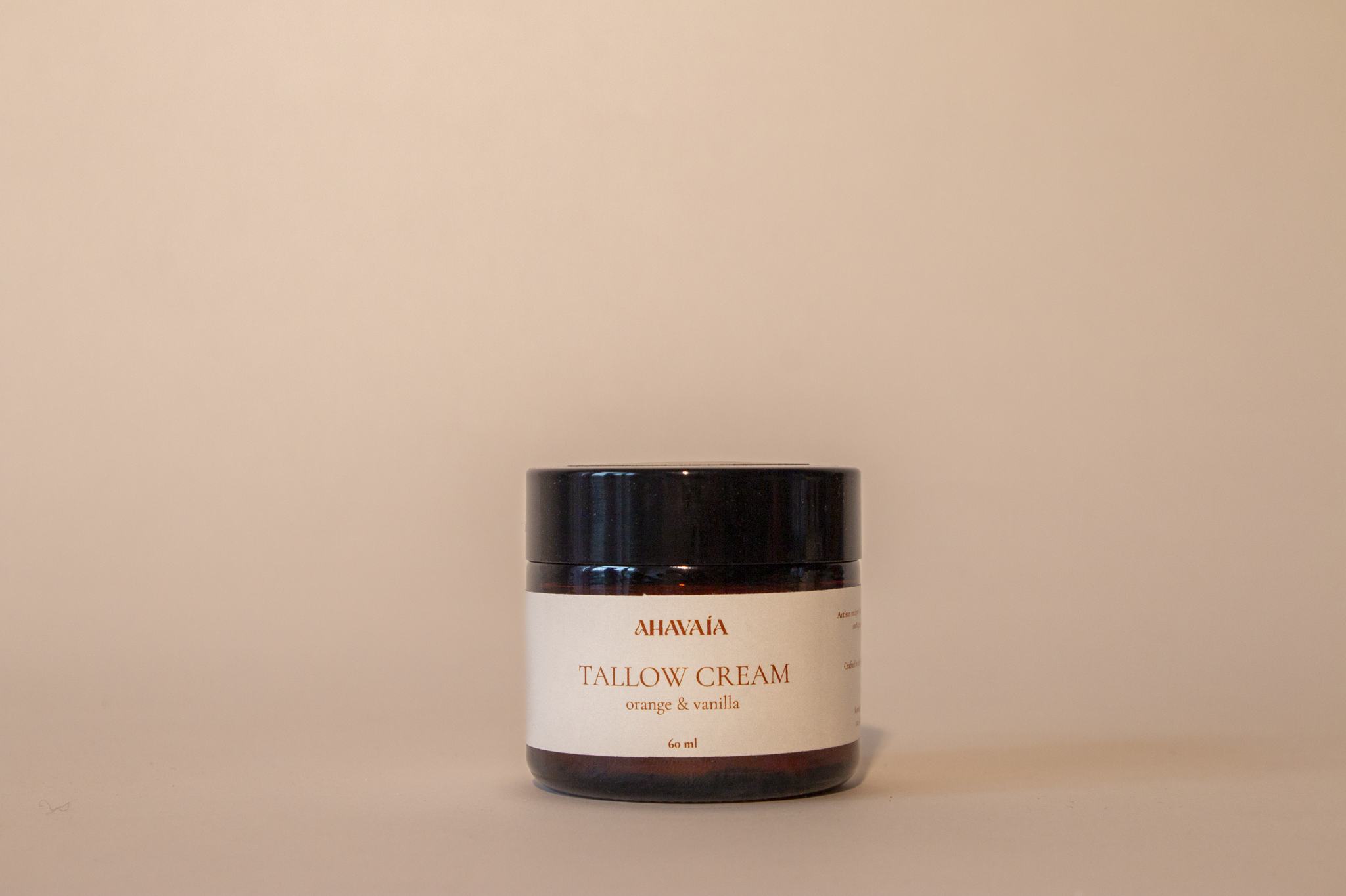 VAÍAA Tallow Cream Orange & Vanilla natural moisturizer in glass jar