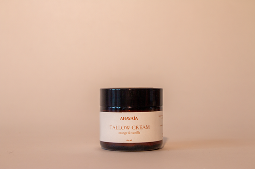 VAÍAA Tallow Cream Orange & Vanilla natural moisturizer in glass jar